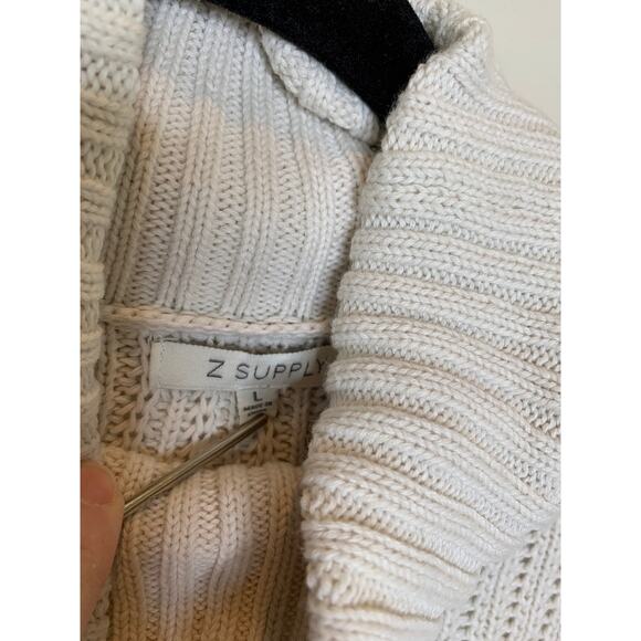 Z Supply Ribbed Turtleneck Sweater Raw Chewed Hems Cream Sz Large - Picture 6 of 8